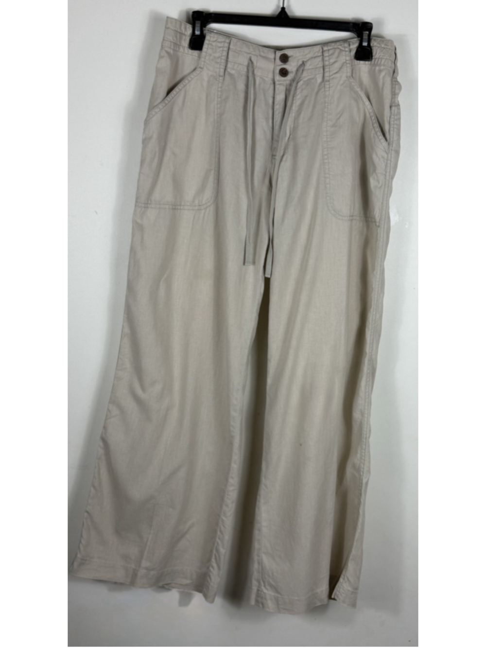 Patagonia Island Hemp Pants Womens Size 10 Pumice Tan Wide Leg Drawstring